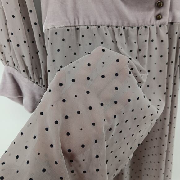 AsKnowAs Sheer Velour Polka Dot Wrap Dress Womens SM Retro Romantic Whimsy - Picture 3 of 11